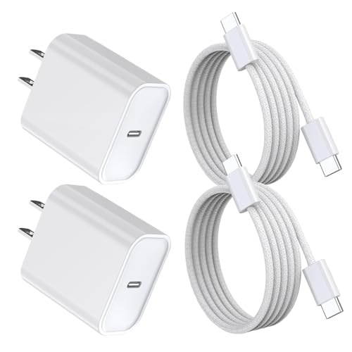 Chargeur USB C 20W pour iPhone 17 et 16 avec lot de 2 câbles tressés 60W de type C