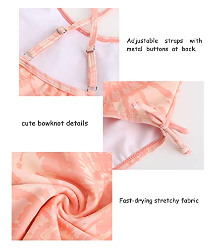 Big Girls One Piece Swimsuits Ruffle Bathing Suit Kids Hawaiian Floral Swimwear Orange Size 12/10-12 #TOP5