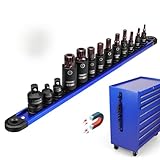 Triple-Square Spline Bit Socket Set: 13-Piece Socket Set with Magnetic Socket Rail Organizer, 1/4,3/8,1/2-inch Drive M4-M18 12 Point Bit Socket Set for Garages Workshops