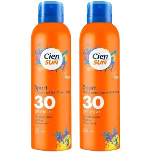 Image of Cien Sun Transparent Sun Spray SPF 30 High Protection Sport Sunscreen Spray – UVA & UVB Protection, Fast Absorbing, Cooling Effect, Water Resistant, (Pack of 2 x 200Each)