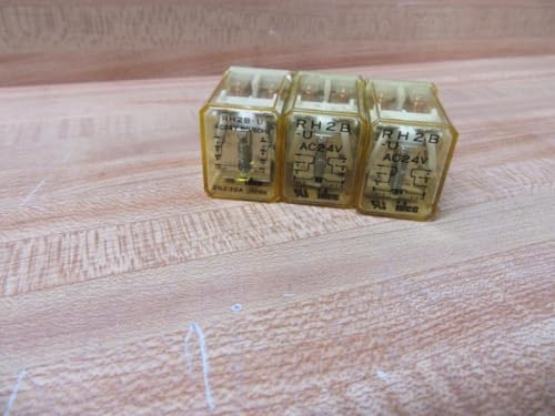 IDEC RH2B-UAC24V 2 Poles DPDT, 24 VAC Coil, 50/60 HZ, Blade Terminal, Compact Power Relay, Industrial 10 AMP GP Relay, Plain Style, RH Series