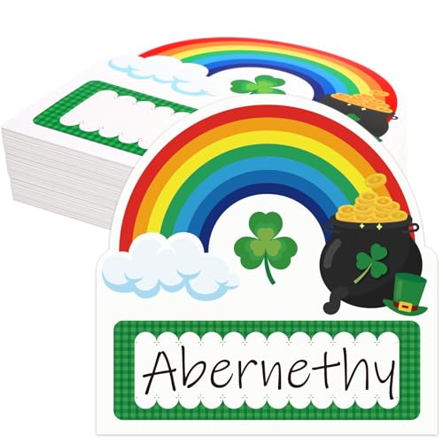 JUNEBRUSHS 50 Pcs St. Patricks Day Name Cutouts for Desk Decorations
