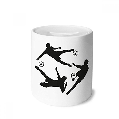 Tirelire en céramique football silhouettes pour enfants et adultes H9,0cm D8,0cm