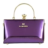 Fashion Diamonds Women's Top Handle Satchel Handbags Leather Evening Bag Purses Small Hard Shoulder Crossbody Bags (Purple)