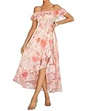 GRACE KARIN Elegant Flared Floral Dress with Ruffle Hem Irregular Hems Women's Autumn Blouse Dress CL214-05 S Apricot
