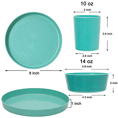 Youngever 15 pcs Bamboo Dinnerware Set of 5 in 5 Assorted Colors, Toddler Dining Set, Cups, Plates, Bowls, Dishes Set by Youngever - Image 2