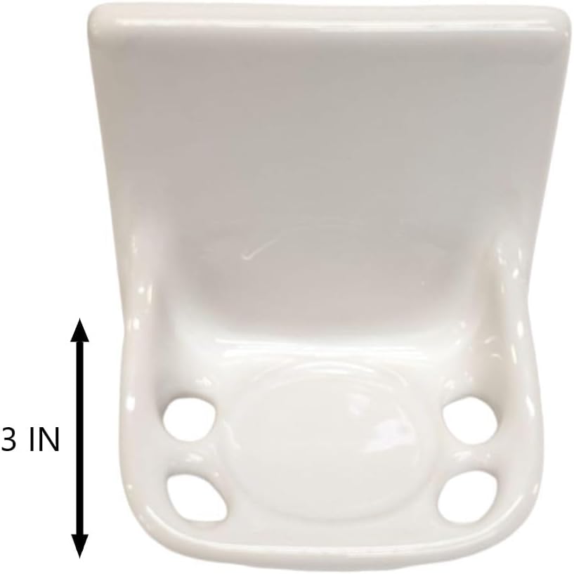 Ceramic Toothbrush Holders for Bathrooms Over Tile Wall Mount Flat Back Tumbler Toothpaste Tooth Brush Paste Shower (White Glossy)