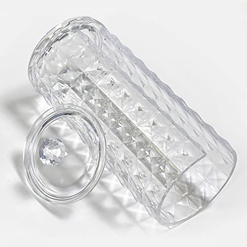 Myityard Bathroom Cup Dispenser, Countertop Mouthwash Cup Holder For 3 Oz Disposable Paper Cups, Clear Acrylic Diamond Grain Small Cotton Rounds Storage Organizer With Lid #TOP6