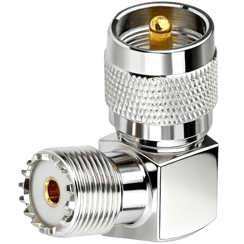 Adaptador PL259 macho a SO239 hembra en ángulo recto miniatura 1