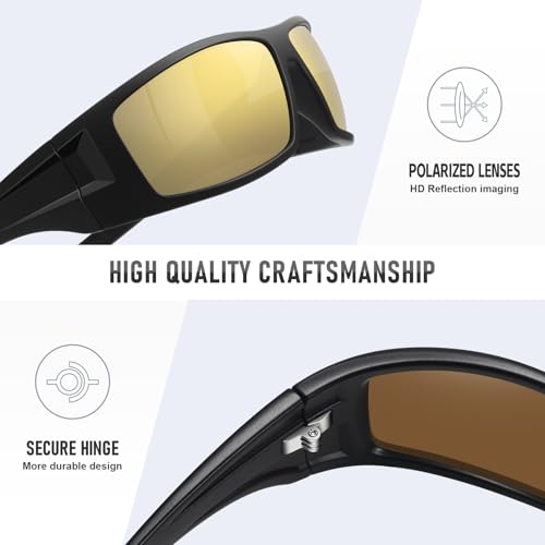 Image of Polarized Sports Sunglasses for Men Women,Driving Fishing | UV400 Protection Anti-Glare Lens, Wrap Around Sunglasses for Cycling,Hiking,Golf & Outdoor Sports Unbreakable Frame