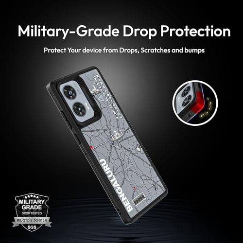 Image of KAPAVER GPS Edition Back Cover Case Compatible for Motorola Edge 50 Fusion /Motorola G85 5G / Motorola G96 5G (Bengaluru-Black) (PC + TPU)