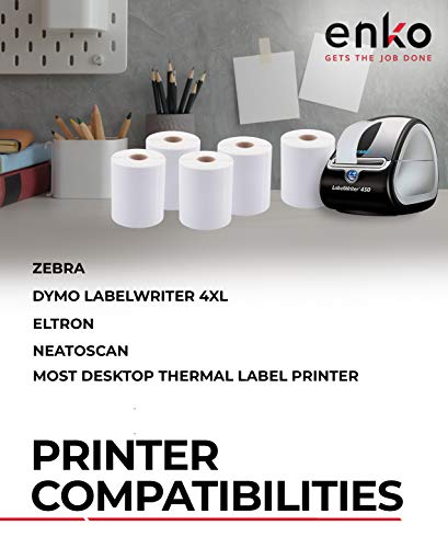 Enko Compatible Zebra 4X6 Label / Dymo Labels 1744907 (4 X 6") For Dymo Labelwriter 4Xl Shipping Zebra Direct Thermal Printer (10 Rolls, 2200 Labels) #TOP2