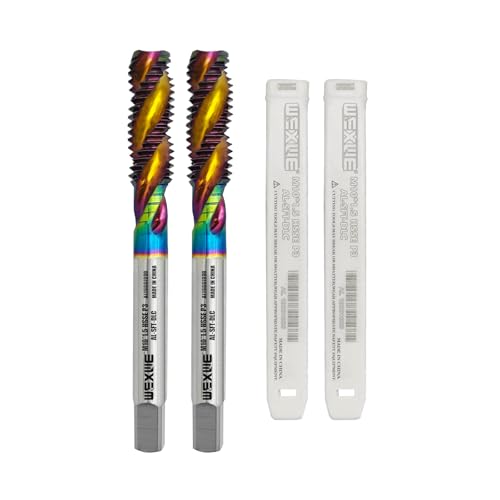 WEXWE Tools M10 x 1.5 DLC Coating Spiral Flute Thread Tap, Metric Machine Threading Tap High Speed Steel Cobalt(HSSCo), Round Shank with Square End, H2 Tolerance, 2pcs