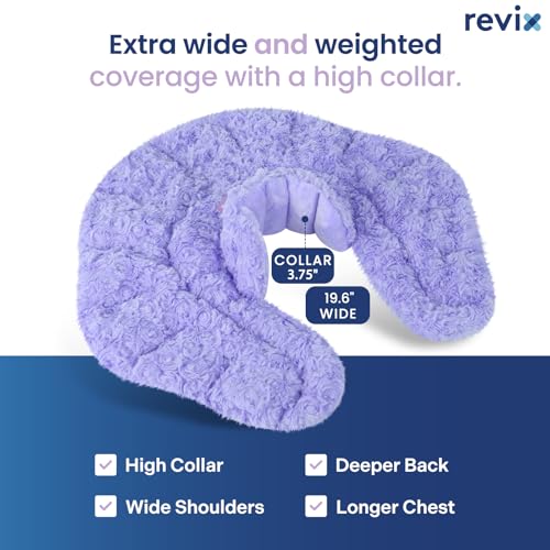 Image of REVIX Microwave Heating Pad for Neck and Shoulders Back, Microwavable Heated Neck Wrap Warmer with Moist Heat, Lavender Aromatherapy Hot and Cold Pack
