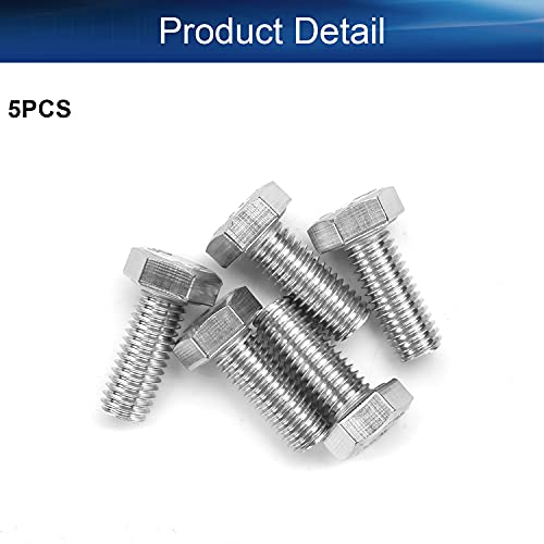 Image of Bettomshin 5Pcs M8 x 20mm Hex Bolts, 304 Stainless Steel 1.25mm Thread Pitch Fully Threaded Metric Hex Head Screw Bolts, Hexagon Screw Bolt, Hex Tap Bolts, Silver, A2-70 (Overall Size 25.3x20x20mm)