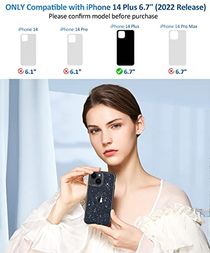 Miodik Compatible With Iphone 14 Plus Case With Screen Protector + Camera Lens Protector, Non Yellowing Clear Glitter Protective Phone Case, Slim For Iphone 14 Plus 6.7 Inch 2022 - Sparkle Black #TOP1
