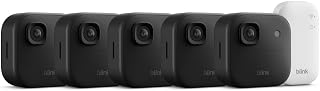 Blink Outdoor 2K+ (newest model) — Wireless smart security camera, 2K video resolution, enhanced audio, two-year battery. Sync Module Core included — 5 camera system (Black)