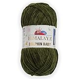 1 Skein/Pack Himalaya Dolphin Baby Chenille Yarn, Each Ball 100 gr (3.5 oz), 120 m (132 Yards), 100% Polyester, Super Bulky Baby Blanket Velvet Amigurumi Yarn, 80361 - Olive Drab