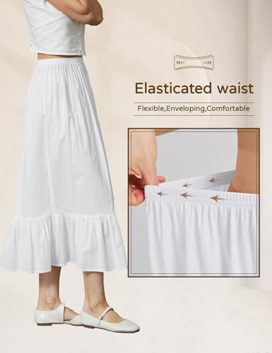 Women 100% Cotton Half Slip Dress for Under Dresses Long Underskirt Non Cling4