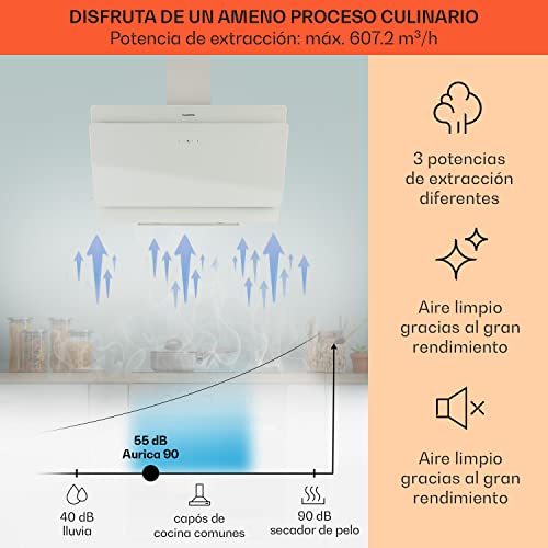 Klarstein-Campana-Extractora-Extractor-Cocina-para-Pared-con-Filtro-Aluminio-Antigrasa-para-Lavavajillas-Flujo-Aire-607mh-LEDs-Controles-Tactil-Campanas-de-Cocina-Extractores-Montaje-Pared