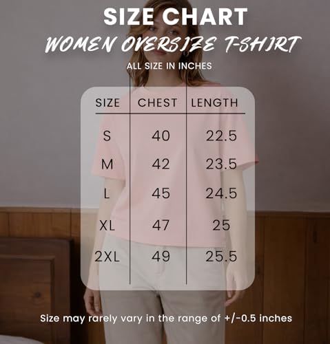 Image of Sleepynuts Women Oversized T-Shirt 220 GSM Heavyweight Cotton Rich Baggy Fit Drop Shoulder Round Neck Half Sleeve
