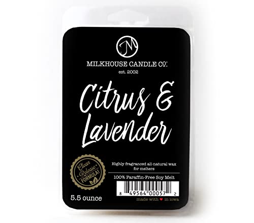 Milkhouse Candle Company Citrus & Lavender Soy Wax Melts - Tart Citrus | Lavender Buds | Soft Herbal Undertones Scented - 5.5 oz, Hand-Poured, Premium Fragrance Oil, Made in the USA