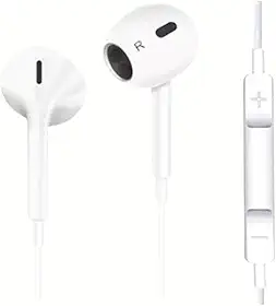 Fone De Ouvido com Fio compatível com entrada Lightning Premium. Compatível com iPhone 11, 12, 13, 14 Som Hi-Res + Microfone e Case