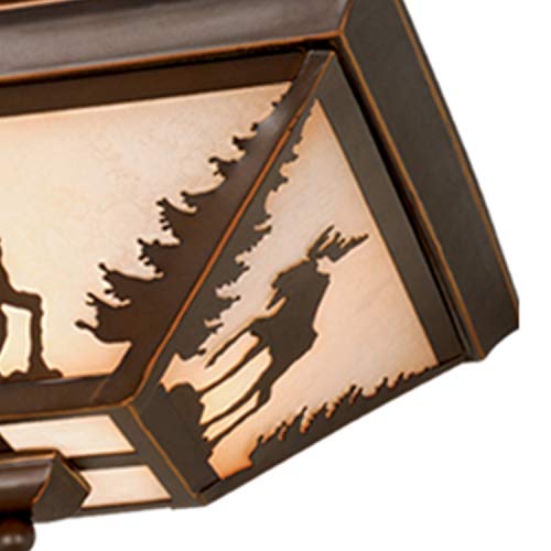 Vaxcel Yellowstone Bronze Rustic Moose Tree Square Outdoor Flush Mount Ceiling Light #TOP3