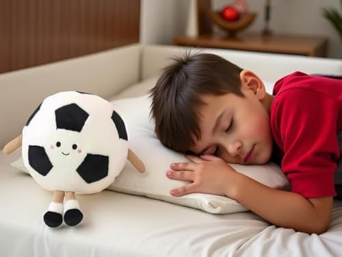 Image of Ryttir 11 Inch Creative 3D Simulation Soccer Pillow,Fluffy Cars Pillow Football Toy Outdoor Cushions for Ball Owners,Cuddle Companion for Age 0+(Birthday Gender Neutral Gift)