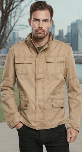 Image of Men's Stylish Weatherproof Active Everyday Outdoor Field Jacket with Stand-up Collar & Concealed Hood