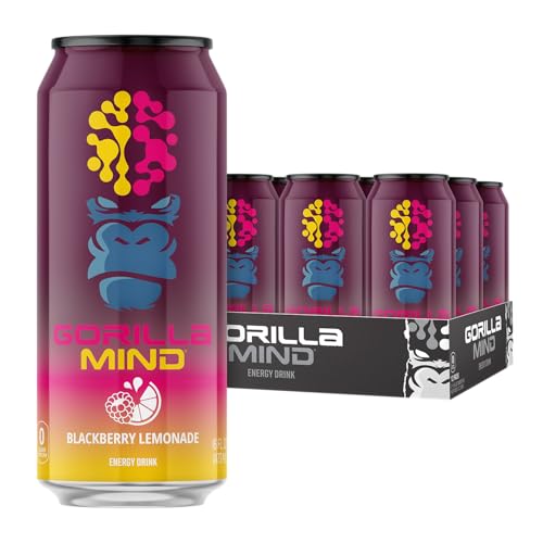 Gorilla Mind Energy Drink | 16oz, 12-Pack (Blackberry Lemonade)