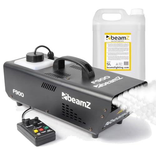 beamz F1500 DMX Haze Machine, 1500W Heater, 5L Water Based Haze Fluid, Wired Timer Remote, Ideal Hazer for DJs, Stage Productions, Events and Venue Effects