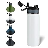 Kerilyn Insulated Water Bottle with Straw, Dual-use Lid, Stainless Steel Sports Water Bottle, For Cold & Hot Drinks Double Walled Insulated Thermos, Leakproof Vacuum Water Jug(18oz, white)