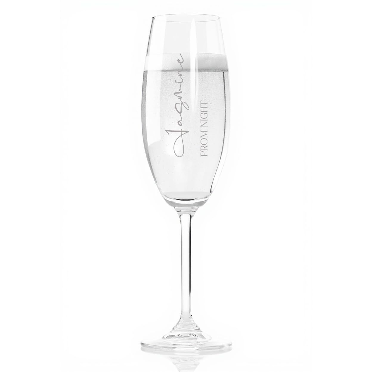 ukgiftstoreonline Personalised Prom Night Champagne Flute Glass, 18 cm Tall, Glass Gift Box Included