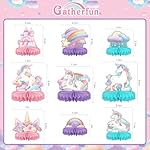 Unicorn Birthday Party Supplies Set - Rainbow Table Decorations with Honeycomb Centerpiece for Unicorn Party Decorations - Image 2
