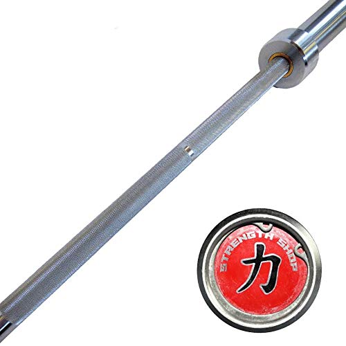 Strength Shop - Barra per sollevamento pesi Riot con bordo centrale, 20 kg - 2,2 m, bilanciere Olympic Weightlifting IWF Standard, 3 anni di garanzia