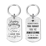 Yobent Son Birthday Gifts Adult Teen, Happy Birthday Son Gift Ideas Keychain