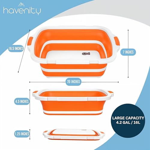 Havenity BBQ Prep Tub 16L - Multifunctional Collapsible Camping Cutting Board with Upgraded Locking Lid, Meat Storage Container for Meal Prep, Dish Basin Bowl Perfect for Grilling, Outdoor (XL) - Image 2