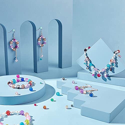 Ph Pandahall 600Pcs 8Mm Crackle Glass Beads 24 Color Crystal Glass Beads Round Loose Beads For Summer Beading Fishing Friendship Bracelet Mother's Day Jewelry Making Christmas Tree Ornament #TOP1