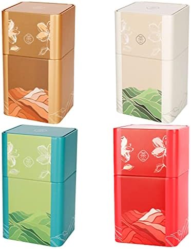 DOITOOL 4pcs Tea Tin Canister with Airtight Lids for Loose Tea and Tea Bags Small Kitchen Canisters for Tea Coffee Sugar Storage Loose Leaf Tea Tin Containers