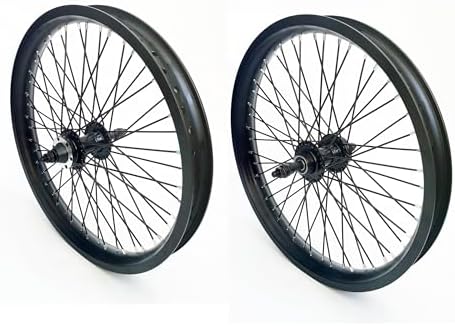 DONSP1986 20 inch x 1.85" Heavy Duty Bike Rim Wheels Set, 12 Gauge 48 Spokes Wheelset, Double Wall Aluminum Alloy 20" Bicycle Rims Set (Front & Rear) (Black) Disc Brake