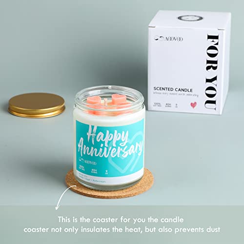 Anniversary Candle Gifts For Couple - Happy Anniversary Cute Gift, Vanilla Scented Soy Wax Candle, 9Oz, Wedding Anniversary Unique Gifts For Couple, Husband, Wife #TOP6