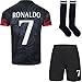 RAWDEM Madrid Ronaldo #7 Dragon Special Limited Edition Football Soccer Jersey/Shorts Socks Gift Set for Children Youth Sizes (Black, 26)