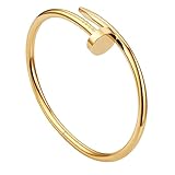 17cm Armreif Gold Damen, 18K Vergoldete Armband Damen Gold, Armreif Damen Gold ohne Diamant, Titanstahl Armband Gold Damen Schmuck Damen Armreif Nagel Dupes Schmuck Geschenke für Frauen Weihnachten