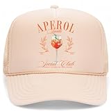 Aperol Spritz Social Club Trucker Hat | Margs Tequila Drinking Funny Cute Drinks | Premium Foam Trucker Hat for Men & Women (US, Alpha, One Size, Tan)