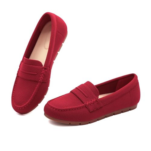 Image of Cvistpieo Loafers for Women Comfortable Dressy Casual Work Flats Lightweight & Breathable Slip On Walking Shoes Knit