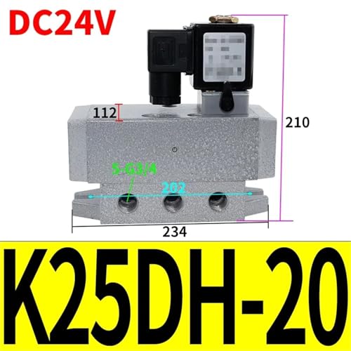 Vanne d'inversion à haut débit K25DH-20-DC24V, électrovanne 5/2 voies pour cycles rapides - 3