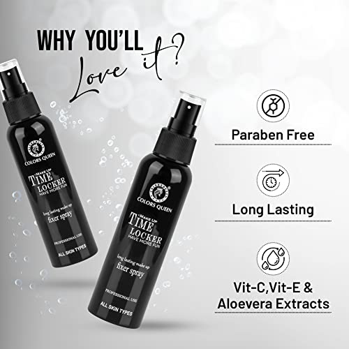 Colors Queen Time Locker Natural Makeup Fixer Spray | Long Lasting Makeup Setting Spray for Face Makeup | Light Weight Quick Dry Makeup Setting Spray with Vitamin C & E - 80ml - Image 4