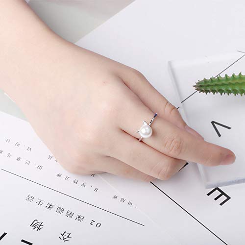 Cute Cat Simulated Pearl Rings For Girls Women Adjustable Open Ring Expandable Size Dainty Animal Wrap Band Finger Knuckle Statement Promise Fashion Eternity Gifts Jewelry #TOP2