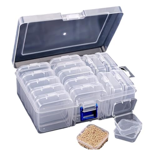 LYSAIMG Small Jewelry Organizer Box,Seed Storage Containers Boxes with Lids, 14Pcs Bead Storage Organizer Box,Case with Lid for Earplugs,Pills,Jewelry,Hardware,Craft Gadgets